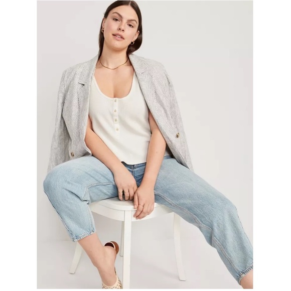 NWT Old Navy Henley Thermal Waffle Knit Scoop Neck Cropped Tank - Picture 3 of 12